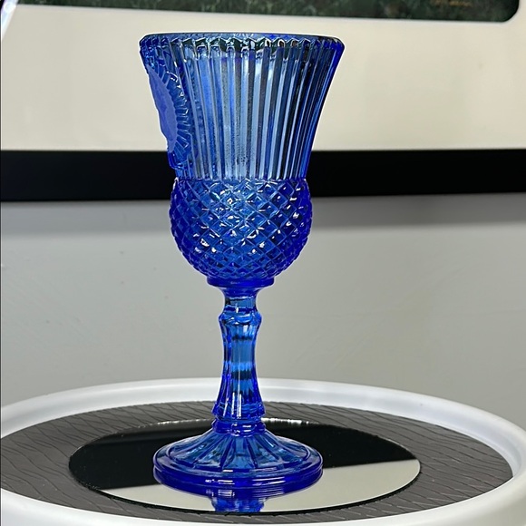 Vintage Avon Fostoria Cobalt Blue Glass Goblet with George Washington - Picture 3 of 11